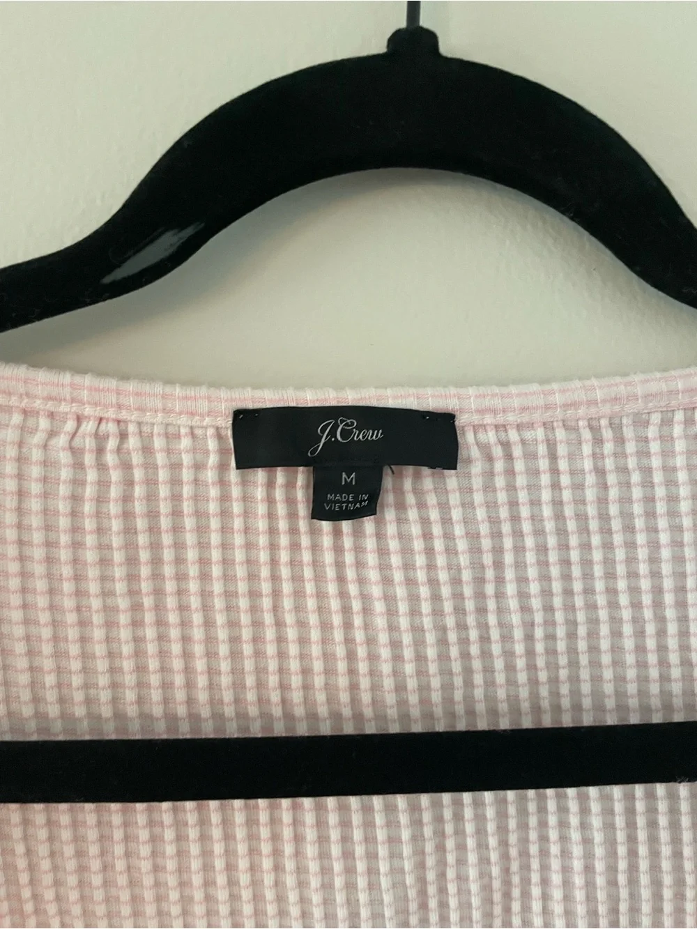 J. Crew Pale Pink Ribbed Henley Short Sleeve Top Size M